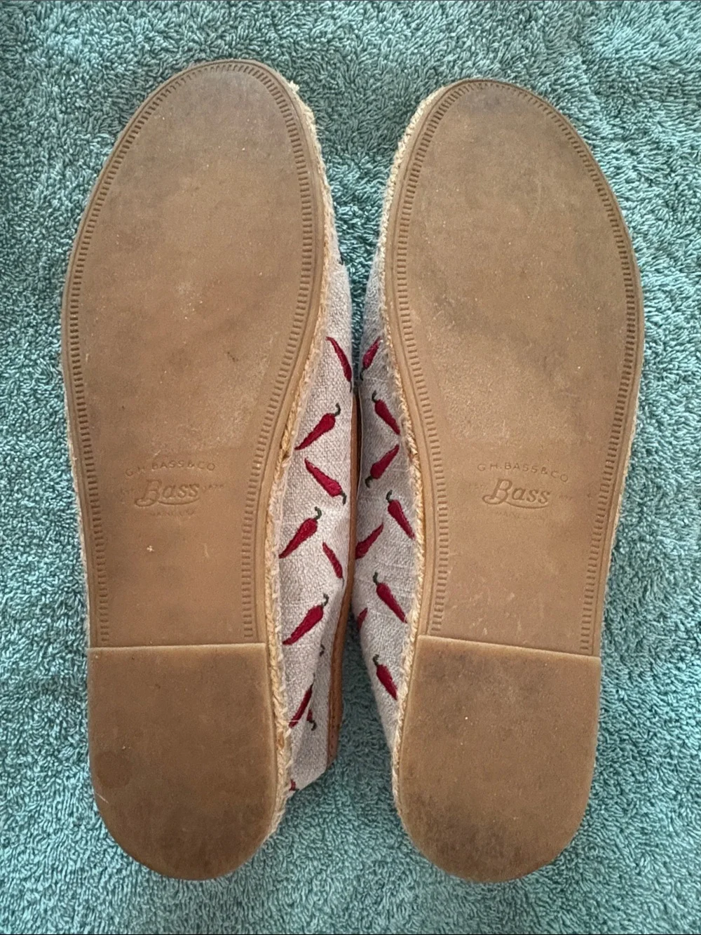 G.H. Bass & Co. Pink Canvas Espadrilles with Red Chili Embroidery